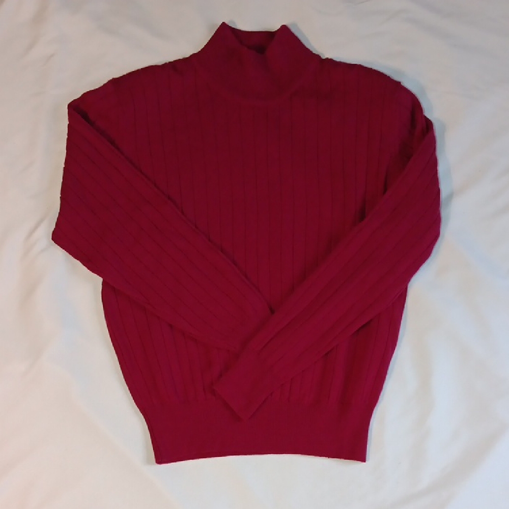Amanda Smith Vintage 100% Merino Wool Knit Mock Neck Sweater